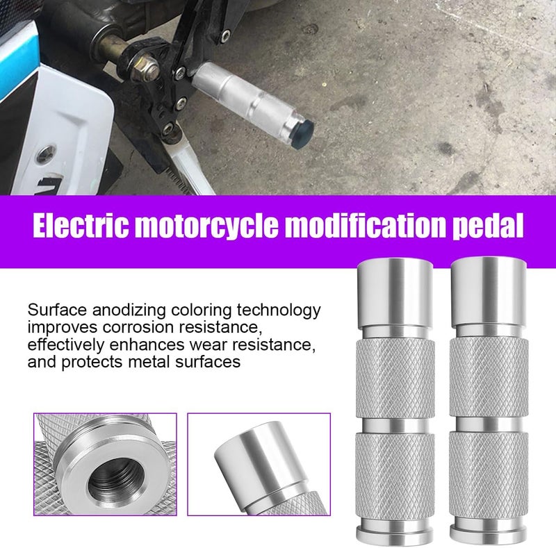Sandfren 2PCS Motorcycle Foot Pegs, Aluminum M8 CNC Motorbikes Passenger Pedals Footrests, Motorbicycle Rearsets Footpeg Accessories, Universal for 8mm Install Hole Bicycle Dirt Bike (Silver) - Image 5